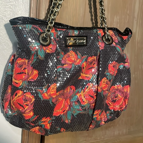 Betsey Johnson Sequin Rose Floral Purse excellent condition. - Picture 3 of 13